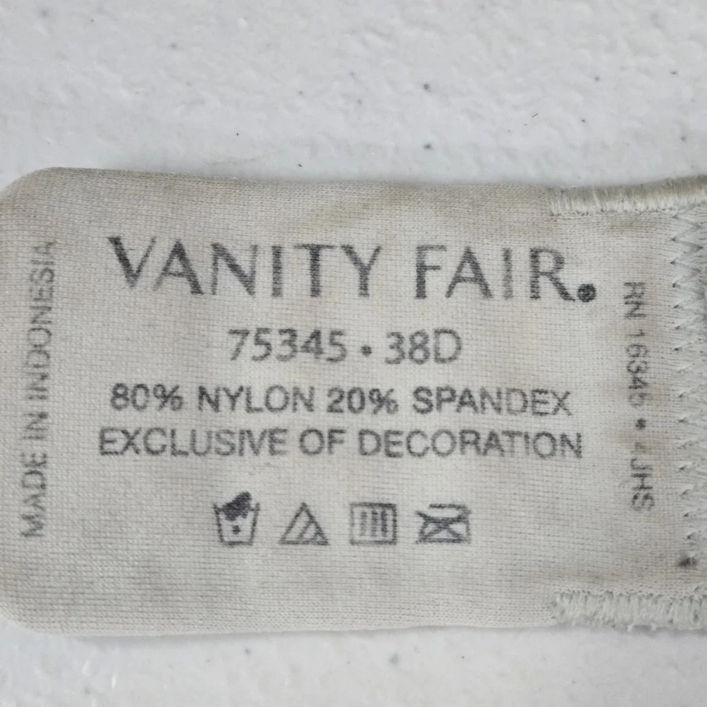 Vanity Fair Women Bra 38D Gray Striped T Shirt Underwired‎ Adjustable Straps